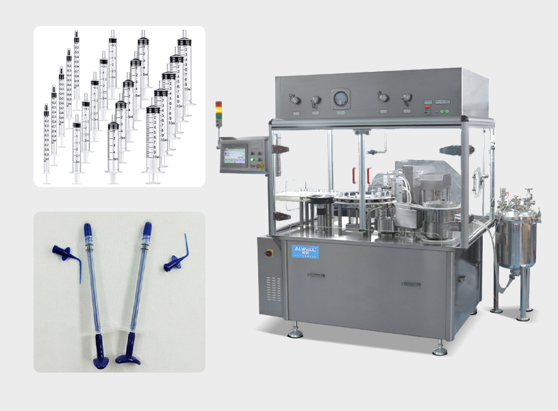 Syringe filling and stoppering machine